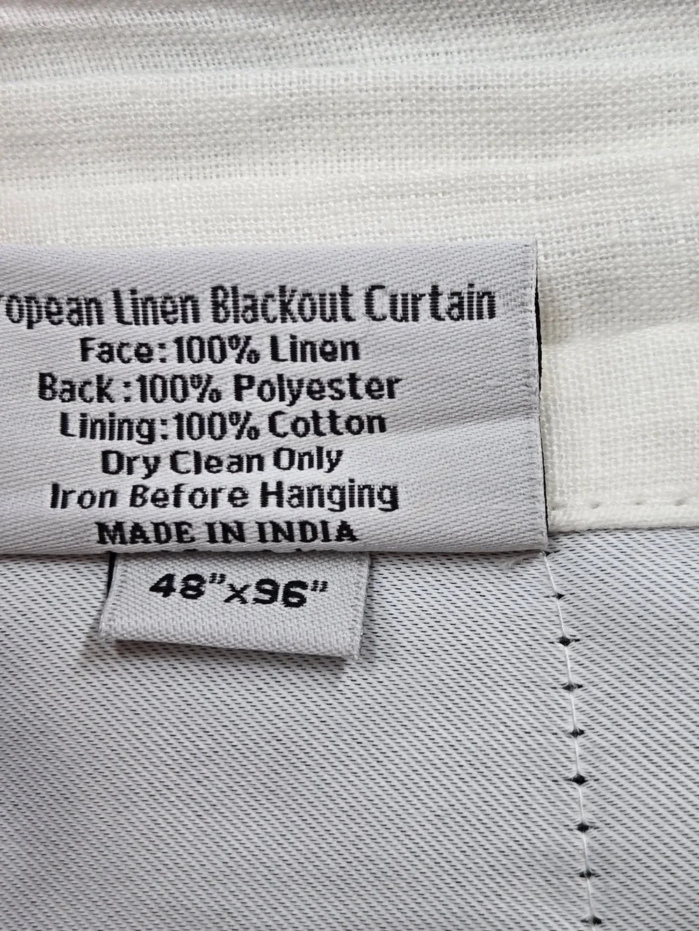 QUINCE Set Of 2 48x96 European Linen True Blackout Curtains White 9627